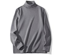 CHENZKBD Maglia Termica Top con Caldi da Fondo in Velluto di Seta Alta Lana Autunno E Invernali-Grigio Chiaro-4xl