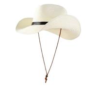 CHENZKBD Sombrero de paja Caballero con sol Ala Montañismo al AIRE Libre-Blanco-Ajustable (55-60 Cm)