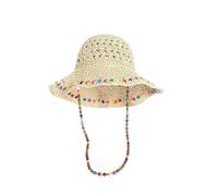 CHENZKBD Sombrero de paja Colorido Cuentas Madera Hueco Gran Pescador Marino sol Femenino Verano-Beige-código Universal