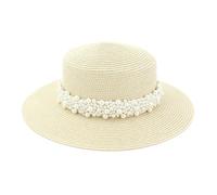 CHENZKBD Sombrero de paja Las Mujeres Viaje sol Plano al AIRE Libre Viajes Mar Vacaciones Playa-Beige-Ajustable