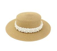 CHENZKBD Sombrero de paja Las Mujeres Viaje sol Plano al AIRE Libre Viajes Mar Vacaciones Playa-Caqui-Ajustable