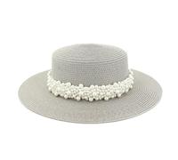 CHENZKBD Sombrero de paja Las Mujeres Viaje sol Plano al AIRE Libre Viajes Mar Vacaciones Playa-Gris-Ajustable