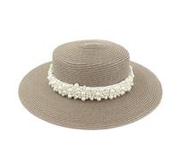 CHENZKBD Sombrero de paja Las Mujeres Viaje sol Plano al AIRE Libre Viajes Mar Vacaciones Playa-Pasta Frijol-Ajustable