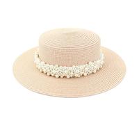 CHENZKBD Sombrero de paja Las Mujeres Viaje sol Plano al AIRE Libre Viajes Mar Vacaciones Playa-Rosa-Ajustable