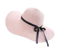 CHENZKBD Sombrero de paja Moda al por Mayor Marina Mujeres Playa Verano Versátil sol Plegable-Rosa-código Universal