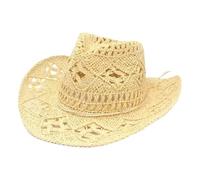 CHENZKBD Sombrero de paja Nuevo Tejido A Mano Hollow Spring Y Verano Transpirable-Beige-Ajustable (55-60 Cm)