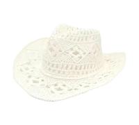 CHENZKBD Sombrero de paja Nuevo Tejido A Mano Hollow Spring Y Verano Transpirable-Blanco-Ajustable (55-60 Cm)
