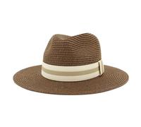 CHENZKBD Sombrero de paja Playa Unisex al AIRE Libre Viajes Mar Protección Solar sol Jazz-Café-Ajustable