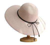 CHENZKBD Sombrero de paja Summer sol GAT, Mujer, Solio Playa Paja, Viajes del Elegante-rosa-56-58 Ajustable