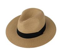 CHENZKBD Sombrero de paja Summer Sum Sun Summeride sol Travel Team Build-Caqui-alrededor 54-58 Cm