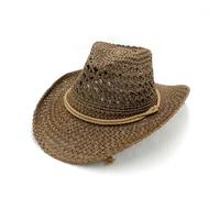 CHENZKBD Sombrero de paja Vaquero Occidental Retro Hecho A Mano para Acampar Montañismo Y Todo El Partido-Color Café-Ajustable