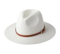 CHENZKBD Sombrero de paja Verano para Hombres Y Mujeres, Playa con Borde Ancho, sol Moda-Leche Blanca-m (56-58 Cm)