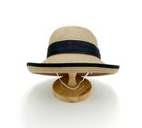 CHENZKBD Sombrero de paja Verano para Mujeres con Borde Rizado Y sol La Protección Solar Junto al Mar-Caqui-Ajustable