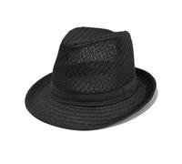 CHENZKBD Sombrero de paja Verano sol Hombres Papá Malla Transpirable Gorro Fresco Protección Solar sol-Negro-Tamaño Único (56-58 Cm)