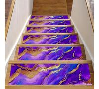CHENZZZZ Confezione da 15 gradini per gradini in legno, colore viola acquarello, in marmo, gradini per scale, tappetini per animali domestici, cani e anziani, 20,3 x 76,2 cm