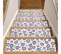 CHENZZZZ Confezione da 15 semplici e graziosi cuori (2) tappetini per scale in legno per interni, antiscivolo tappeto per scale, gradini per animali domestici, bambini e anziani