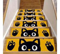 CHENZZZZ Gradini per scale in legno per interni, gradini per scale, antiscivolo, per bambini, anziani, cani, animali domestici, faccia di gatto e zampe dei cartoni animati (1) tappetino lavabile per