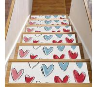 CHENZZZZ Gradini per scale in legno per interni, gradini per scale, antiscivolo, per bambini, anziani, cani, animali domestici, cuori disegnati a mano (4), tappetini lavabili per scale, confezione da