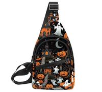 CHENZZZZ Halloween icon set pittura acquerello 3_98 Sling zaino, tracolla regolabile borsa a tracolla viaggio escursionismo Daypack, Multicolore 15., 11.8x7x1.5in/30x18x4cm