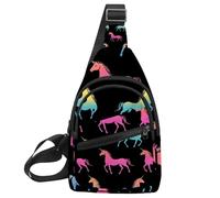 CHENZZZZ Rainbow Unicorn (2) Sling Side, Zaino a tracolla, Multicolore 13, 11.8x7x1.5in/30x18x4cm