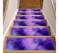 CHENZZZZ Tappetini per scale in legno per interni, gradini per scale, antiscivolo, per bambini, anziani, cani, animali domestici, colore blu marmo, inchiostro alcool, lavabile, confezione da 15