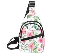 CHENZZZZ Zaino a tracolla convertibile, con fiori rosa e foglie, piccola borsa per pannolini da trekking, Multicolore 01, 11.8x7x1.5in/30x18x4cm