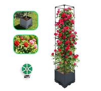 CHEOAR Fioriera Rialzata Regolabile 142cm con Griglia, Vaso da Coltura per Ortaggi e Fiori Rampicanti, Struttura in Metallo e Plastica Premium per Balcone e Giardino