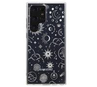 CHEORFAY Cover Samsung Galaxy S23 Ultra, Custodia Trasparente Antiurto con Bordo TPU Morbido + Pannello Posteriore Rigido PC, Disegni Motivo Fantasia Astrologico per Galaxy S23 Ultra - Luna Stelle