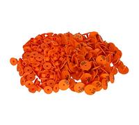 CHEOTIME 100 Sets Livestock Ear Tags, Durable Orange Plastic Ear Tag for Sheep and Goats, Animal Identification Tags for Farm Management (Orange colored earmark)