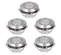 Cheotime 5pcs Interruttore a pulsante momentaneo, acciaio inossidabile interruttore di avvio rotondo per alimentazione in metallo Ripristina a prova di acqua ultra sottile con LED (DC3~6V blu)