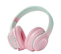 CHEOTIME Bluetooth Wireless Gaming Headset Gradient BT5.2 Connection, Foldable Over Ear headphones with Soft Ear Cushions, Colorful Lights for Desktop, PC, Laptop, Mobile (Rosa)