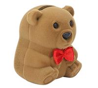CHEOTIME Boîte à bagues en forme d'ours mignon, ours brun floqué, petite boîte de rangement exquise rétro simple pour proposition de fiançailles, Présent d'exposition de bijoux de mariage