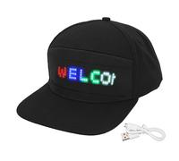 CHEOTIME Cappelli a LED, schermo del display a LED tappi intelligenti, cappello a LED programmabile Control tappo a LED colorato con fibbia di dimensioni regolabili rimovibili per (Cappello nero)