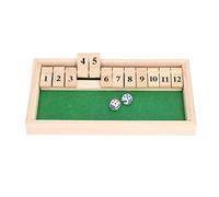CHEOTIME Chiudi la scatola Gioco di dadi, Divertente gioco di matematica da tavolo Attività portatile su tavola di legno con 12 numeri Intrattenimento classico con piastrelle