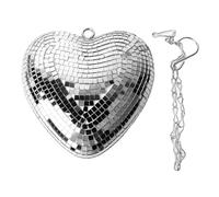 Cheotime Disco Ball a forma di cuore a forma di cuore, sfera specchio riflettente Stage Disco Mirror Ball Ornaments Shiny Decorative Riflettente Ornamento a sfera con catena di (Silber)