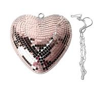 Cheotime Disco Ball a forma di cuore a forma di cuore, sfera specchio riflettente Stage Disco Mirror Ball Ornaments Shiny Decorative Riflettente Ornamento a sfera con catena di (Roségold)