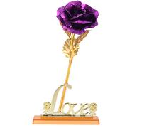 CHEOTIME Flor de lámina de oro de 24 quilates, rosa artificial para el día de San Valentín, Obsequio romántico para ella con caja de Obsequio para decoración de mesa del hogar, San (Púrpura)