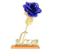 CHEOTIME Flor de lámina de oro de 24 quilates, rosa artificial para el día de San Valentín, Obsequio romántico para ella con caja de Obsequio para decoración de mesa del hogar, San (Azul)