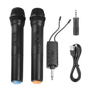 CHEOTIME Microfono wireless, ricevitore doppio microfono wireless ricaricabile a frequenza fissa Microfono dinamico con portata di 164 piedi per cantare Karaoke DJ Party Discorso