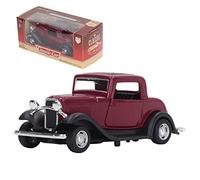 CHEOTIME Modello classico di auto d'epoca 1:32, giocattolo di veicoli di simulazione antichi in lega con azione di richiamo Porte apribili Modello da collezione di auto retrò vintage (Vino Rosso)