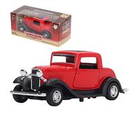 CHEOTIME Modello classico di auto d'epoca 1:32, giocattolo di veicoli di simulazione antichi in lega con azione di richiamo Porte apribili Modello da collezione di auto retrò vintage (Rossa)