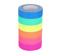 CHEOTIME Nastro di stoffa da gaffer 6 pacchi, nastro di stoffa al neon da 6 colori con un forte bagliore fluorescente di supporto adesivo nel nastro scuro per la marcatura del