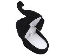 CHEOTIME Swan Shape Jewelry Ring Box, Flocking Inside Retro Small Exquisite Unique Portable Earring Storage Box, Jewelry Counter Display for Christmas Birthday Gift Proposal Wedding (Black)