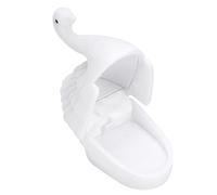 CHEOTIME Swan Shape Jewelry Ring Box, Flocking Inside Retro Small Exquisite Unique Portable Earring Storage Box, Jewelry Counter Display for Christmas Birthday Gift Proposal Wedding (White)
