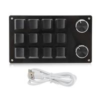 CHEOTIME Tastiera meccanica macro a 12 tasti, tastiera portatile programmabile multifunzione multifunzione con 2 manopole Tastiere per gioco macro per laboratorio di gioco per ufficio (Tutto nero)