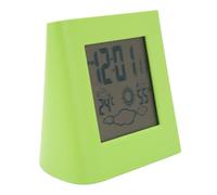 CHEOTIME Termometro per Interni ed Esterni con Orologio, Termometro per Ambiente Wireless e Igrometro Display LCD Batteria Solare Sveglia a Doppia Energia con Timer per Casa, (Verde)