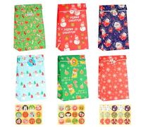 CHEPULA Sacchetti Carta Natale, 24 Pezzi Calendario dell'Avvento da Riempire, Piccoli Sacchetti Regalo Natal, Colorati Sacchetti Natalizi per Natale, Caramelle e Feste