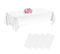 CHEPULA Tovaglia Usa e Getta, 4 Pezzi Tovaglie Compleanno Impermeabile, Monouso Plastificata Rettangolare Tovaglia per Festa, Matrimoni, Compleanno Bambini, 137 x 274 cm, Bianco