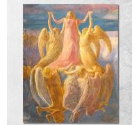 CheQuadro! Assunzione Gaetano Previati, gpr8 Quadro Stampato su Tela Fine Art, Intelaiato Pronto da Appendere, assemblato a Mano, 100x80 cm