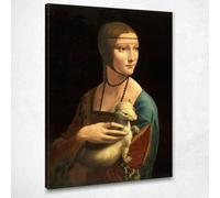 CheQuadro! Dama con l' ermellino Leonardo Da Vinci, quadro grande stampa su tela di alta qualità, fine art, intelaiato pronto da appendere bsa9-100x70 cm